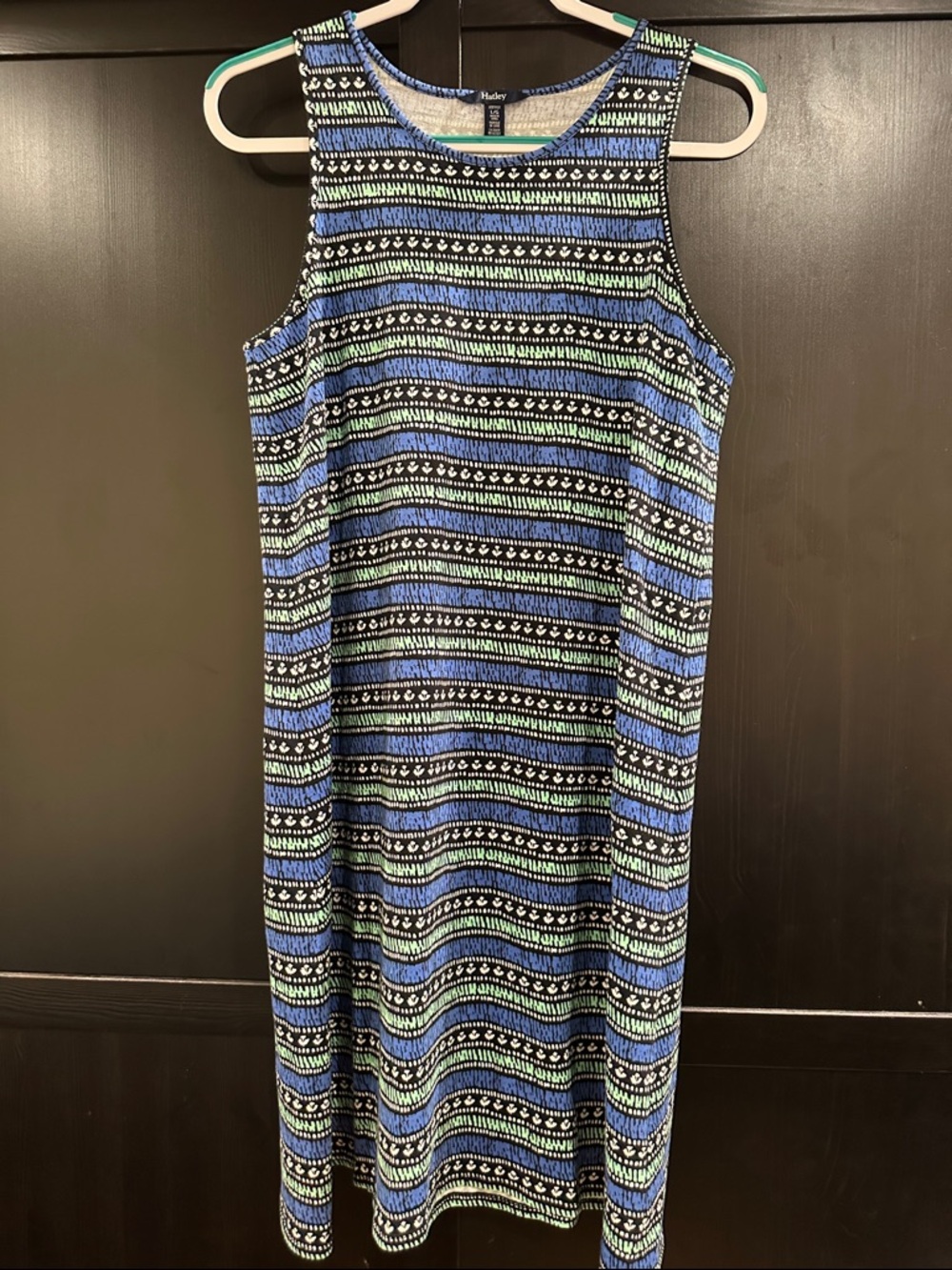 Hatley Blue, Black & Green Striped Midi Dress